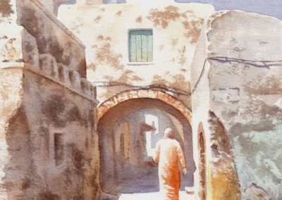 Aquarelle de François Beaumont démo de stage à Essaouira.