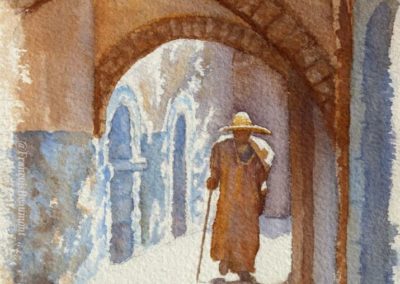 Aquarelle de François Beaumont démo de stage à Essaouira.